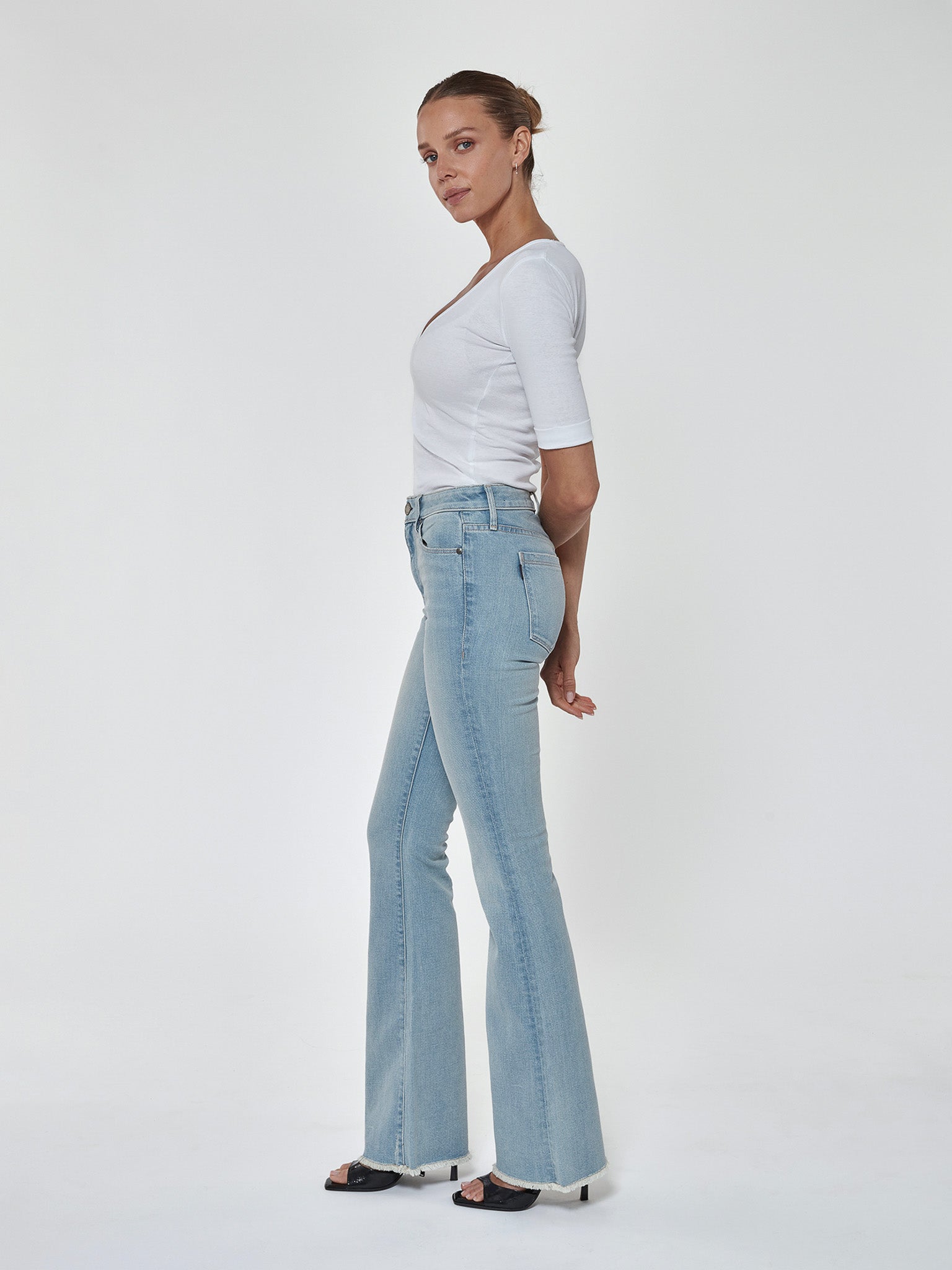 Parker Smith Bombshell Bell with Raw Hem in Malibu - Side Profile