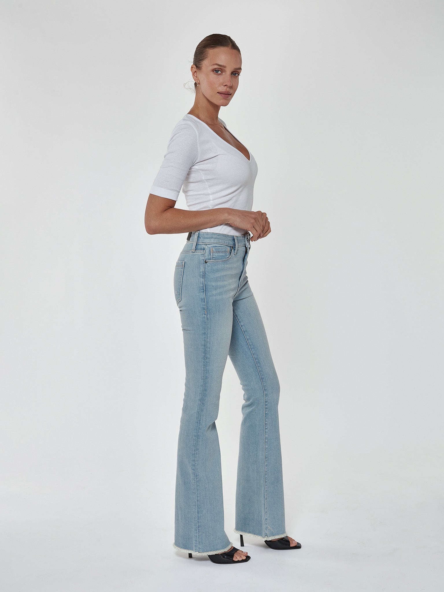 Parker Smith Bombshell Bell with Raw Hem in Malibu - Side View