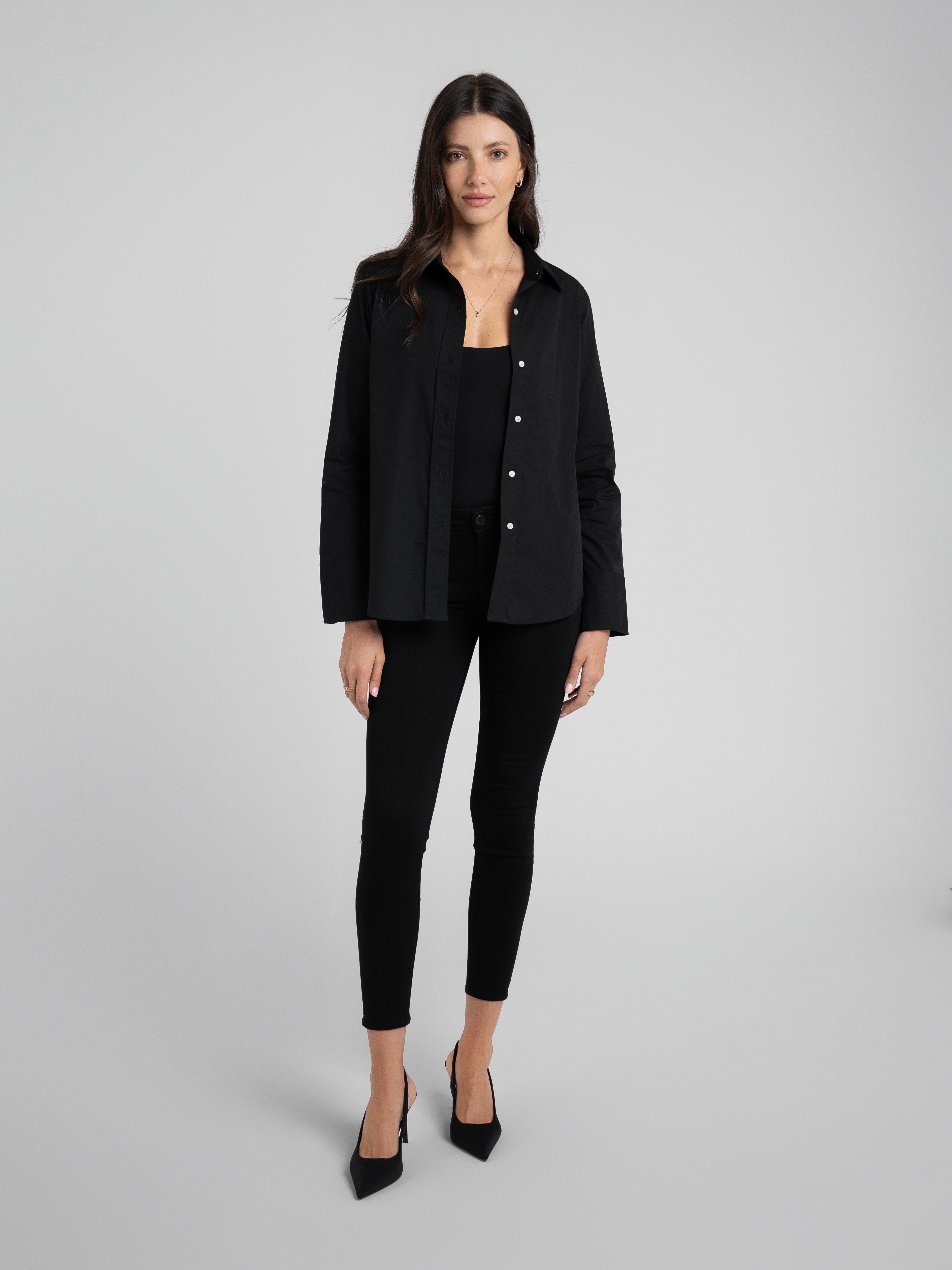 3 Button Billy Woven Shirt Black – Parker Smith