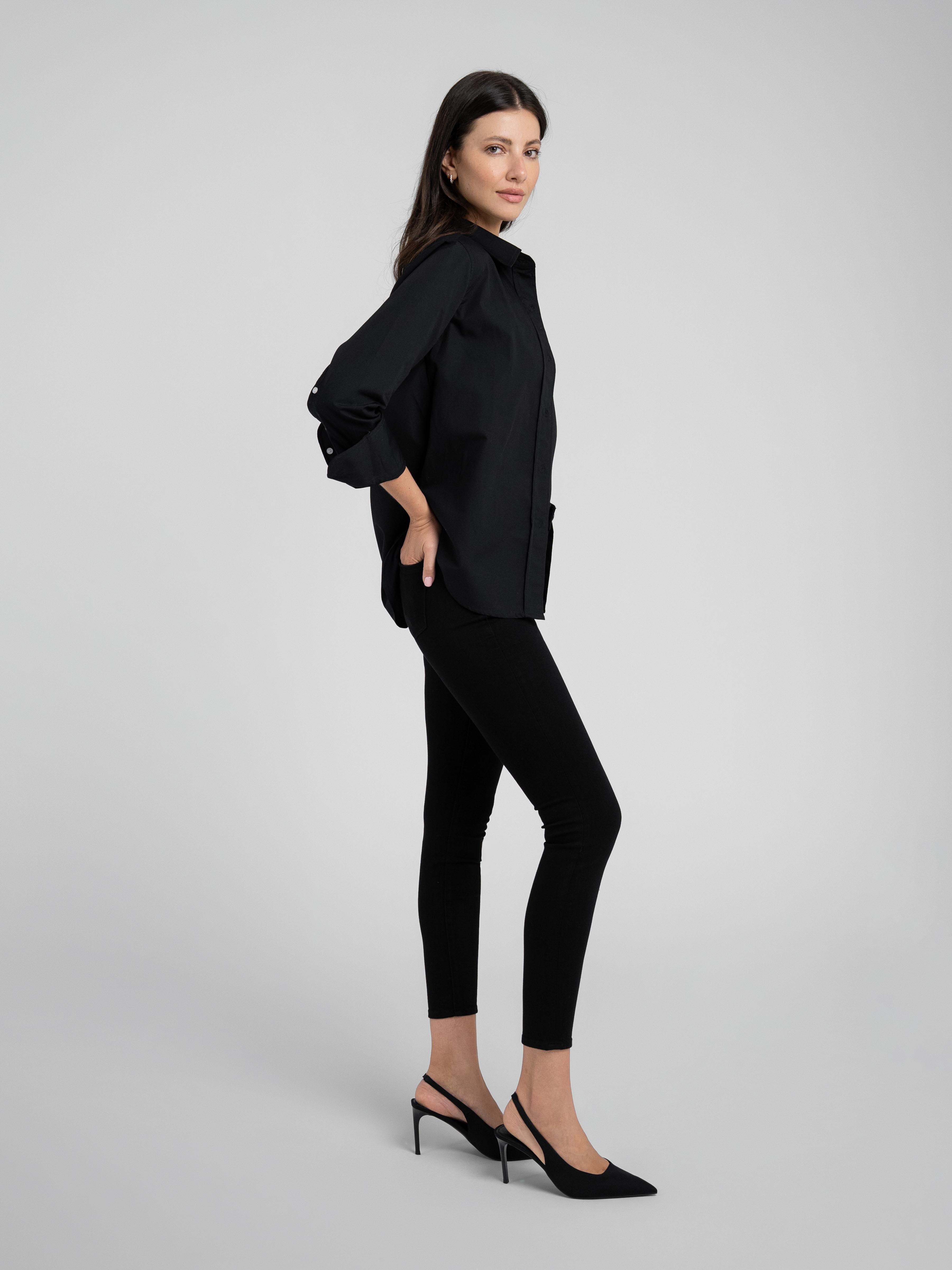 3 Button Billy Woven Shirt Black – Parker Smith