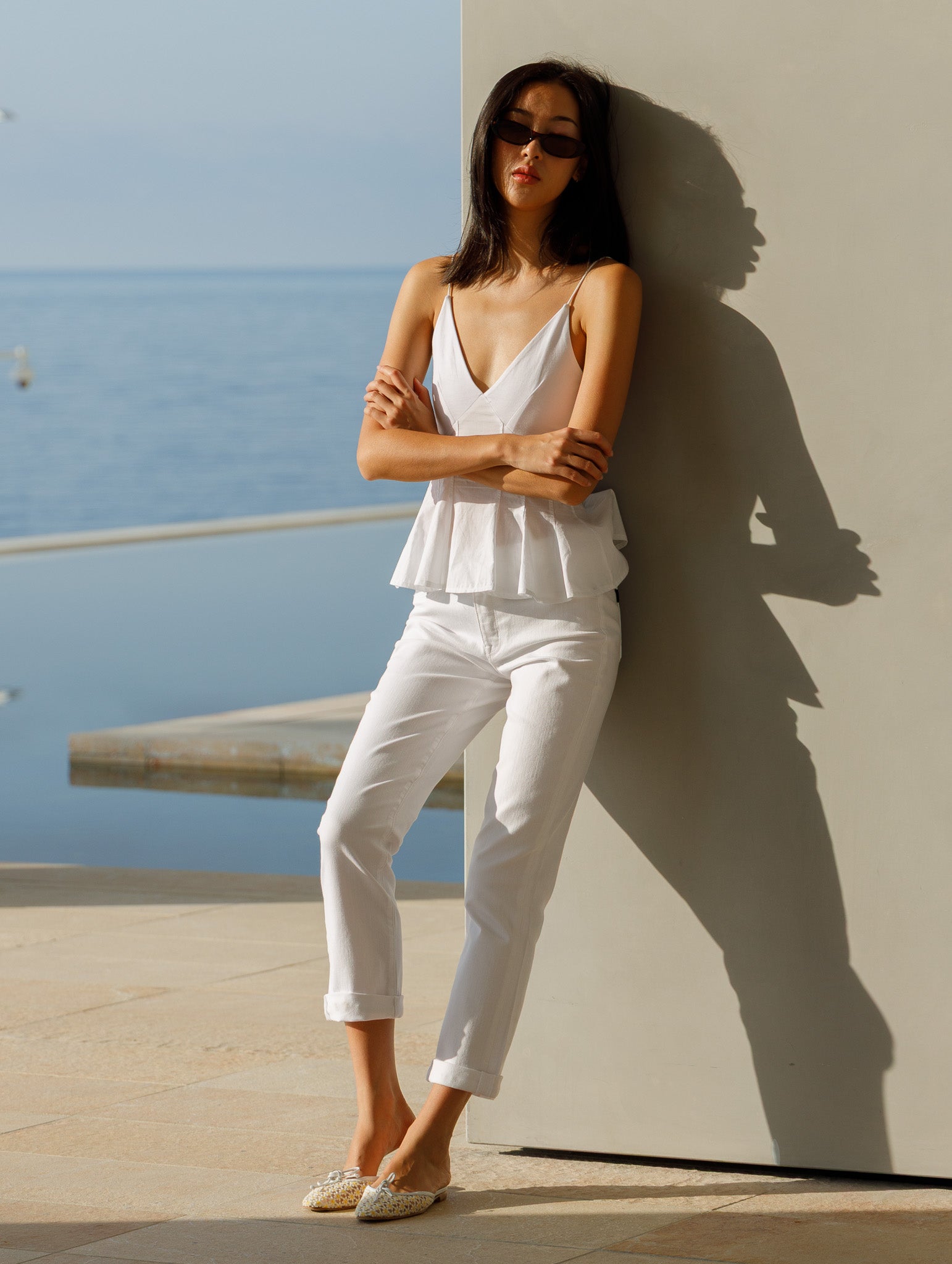 Camden Cuffed Crop in Eternal White