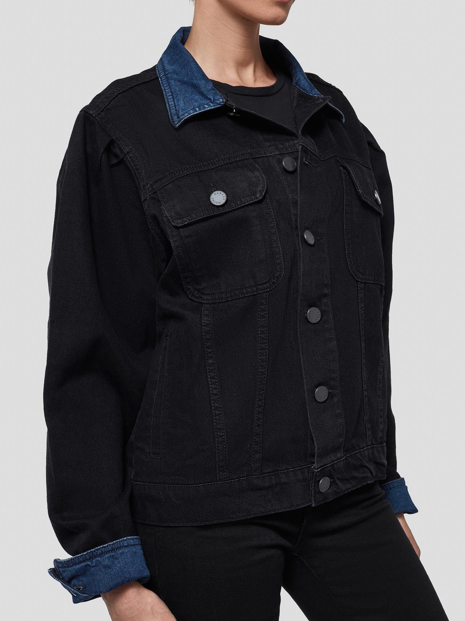 Puffer Jacket w/Denim Collar Black Indigo – Parker Smith