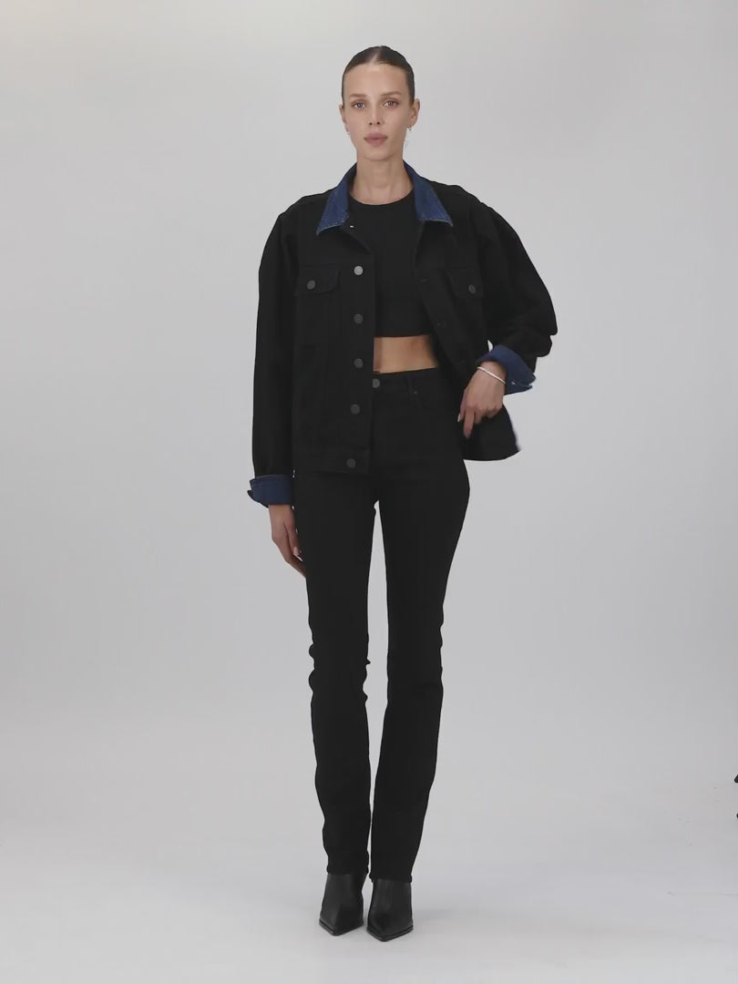 Puffer Jacket w/Denim Collar Black Indigo – Parker Smith